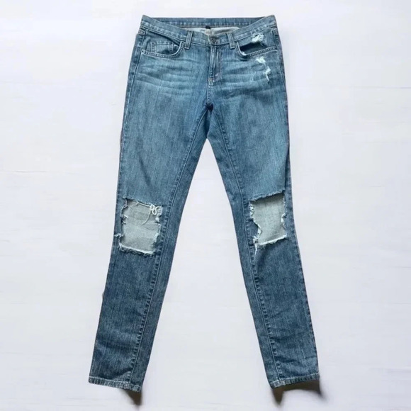 CARMAR Jeans Distressed Mid Rise Destructed Medium Wash Straight Leg 28 - Picture 1 of 12